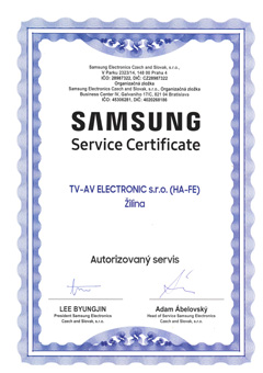 SAMSUNG SVC certifikát TV-AV Elektronic HA-FE 2024
